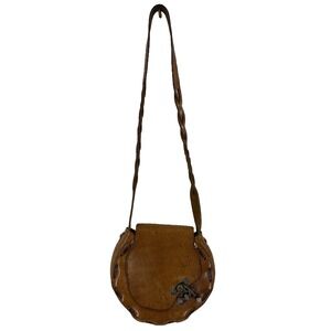 Vintage 70's  Handmade Leather Purse Braided Strap Boho Hippie Festival Bag READ